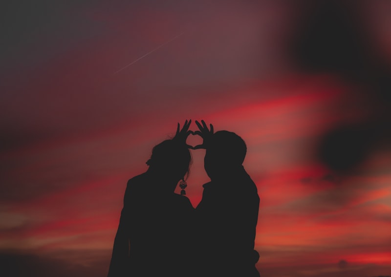 Photographie de silhouette de deux personnes au coucher du soleil